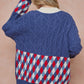 Women Oversized Cable Knit with Argyle Pattern Sweater cardigan
