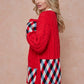 Women Oversized Cable Knit with Argyle Pattern Sweater cardigan