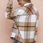 Brushed Flannel Plaid Lapel Button Down Shacket Shirt Jacket