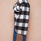 Brushed Flannel Plaid Button Down Long Shirt Coats Shacket Jacket