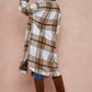 Brushed Flannel Plaid Button Down Long Shirt Coats Shacket Jacket