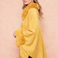 Batwing Sleeve Faux Fur Trimmed Poncho Sweater Cape