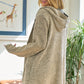 Gray Marbled Hooded Tunic Cinch Waist with Toggle Button Sweater Cardigan