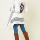 Plus Size Aztec Rainbow Pattern Open Front Drape Duster Sweater Cardigan