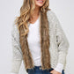 Sweater Cardigan with Faux Fur Trimmed Neck
