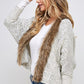 Sweater Cardigan with Faux Fur Trimmed Neck