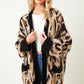 Leopard Pattern Button Down Long Sleeve Soft Loose Knit Sweater Cardigan