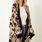 Leopard Pattern Button Down Long Sleeve Soft Loose Knit Sweater Cardigan