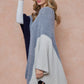 Color Block Open Front Eyelash Kimono Sleeve Cardigan Shawl