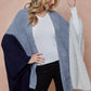 Color Block Open Front Eyelash Kimono Sleeve Cardigan Shawl