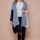 Color Block Open Front Eyelash Kimono Sleeve Cardigan Shawl