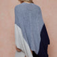 Color Block Open Front Eyelash Kimono Sleeve Cardigan Shawl