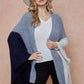 Color Block Open Front Eyelash Kimono Sleeve Cardigan Shawl