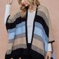 Color Block Open Front Eyelash Shawl Sweater Cardigan