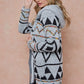 Rainbow Aztec Patterned Hooded Sweater Cardigan with Sherpa Lining