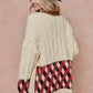Women Oversized Cable Knit with Argyle Pattern Sweater cardigan