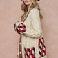 Women Oversized Cable Knit with Argyle Pattern Sweater cardigan