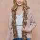 Sweater Cardigan with Faux Fur Trimmed Neck