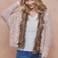 Sweater Cardigan with Faux Fur Trimmed Neck
