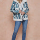 Rhombus Patterned Long Sleeve Sherpa Lined Sweater Jacket
