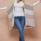 Color Block Stripe with Fluffy Yarn Kimomo Open Front Cardigan Sweater
