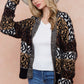 Three Color Blocked Open Front Sweater Cardigan