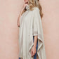 Cowl Neck Sweater Fringed Hem Poncho with Lurex Yarn