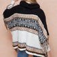 Cowl Neck Isle Batwing Poncho Sweater with Fringe