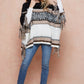 Cowl Neck Isle Batwing Poncho Sweater with Fringe