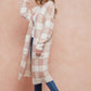 Front Patched Pocket Sweater Duster Plaid Check Long Cardigan