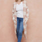 Front Patched Pocket Sweater Duster Plaid Check Long Cardigan
