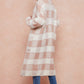 Front Patched Pocket Sweater Duster Plaid Check Long Cardigan
