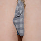 Front Patched Pocket Sweater Duster Plaid Check Long Cardigan