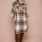 Brushed Flannel Plaid Button Down Long Shirt Coats Shacket Jacket