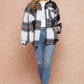 Brushed Flannel Plaid Lapel Button Down Shacket Shirt Jacket
