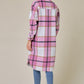 Brushed Flannel Plaid Button Down Long Shirt Coats Shacket Jacket