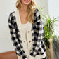 Gingham Check Button Down Long Sleeve Relaxed Sweater Cardigan
