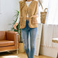 Sherpa Fleece  Snap Buttoned Vest with Faux Suede Patched Pocket