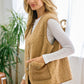 Sherpa Fleece  Snap Buttoned Vest with Faux Suede Patched Pocket