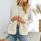 Sherpa Fleece  Snap Buttoned Vest with Faux Suede Patched Pocket