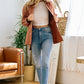 Brushed Flannel Lapel Button Down  Pocketed Shacket