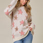 Women's Long Sleeve Crew Neck Star Printed Tunic Sweater