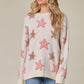 Women's Long Sleeve Crew Neck Star Printed Tunic Sweater