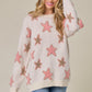 Women's Long Sleeve Crew Neck Star Printed Tunic Sweater