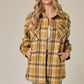 Brushed Flannel Plaid Lapel Button Down Shacket Shirt Jacket