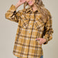 Brushed Flannel Plaid Lapel Button Down Shacket Shirt Jacket