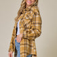 Brushed Flannel Plaid Lapel Button Down Shacket Shirt Jacket