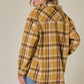 Brushed Flannel Plaid Lapel Button Down Shacket Shirt Jacket