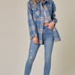 Brushed Flannel Plaid Lapel Button Down Shacket Shirt Jacket