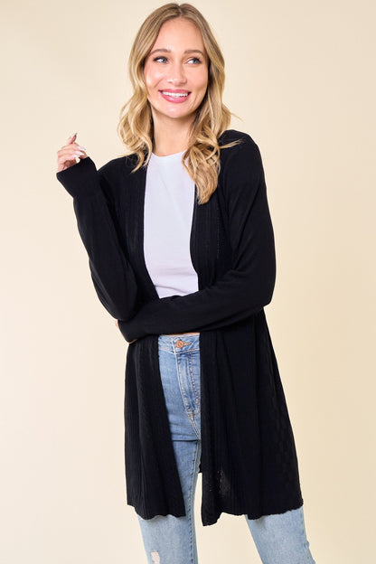 Women Lightweight Long Sleeve Soft Drape Open Front  Cardigan